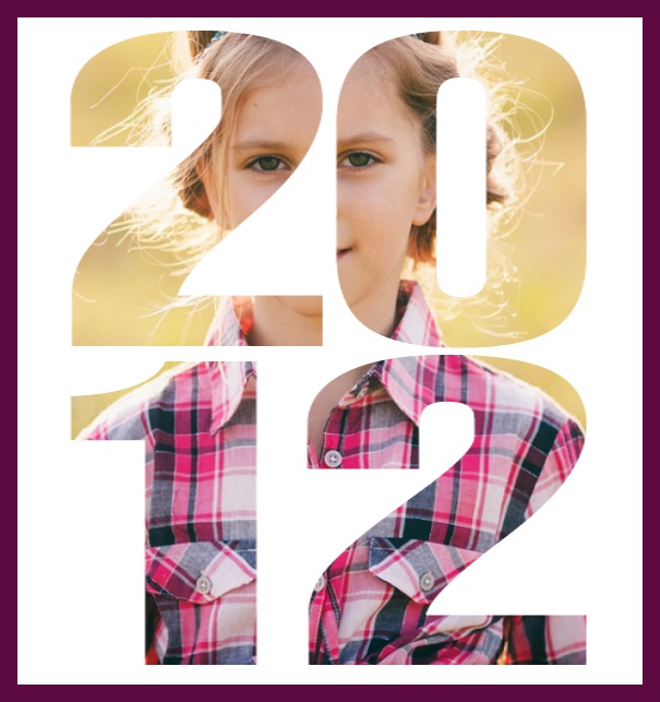 Born 2012 - Purple - 10th Anniversary Online invitation card with own photo option behind a cut our 2012 Purple.