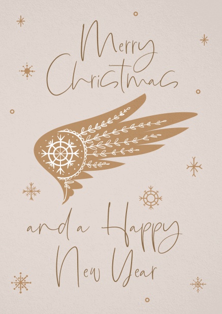Holiday Card with golden angel wings