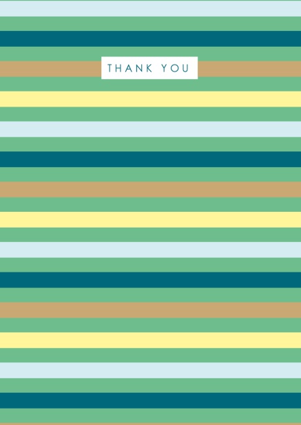 Online Green Thank you card with coloful stripes
