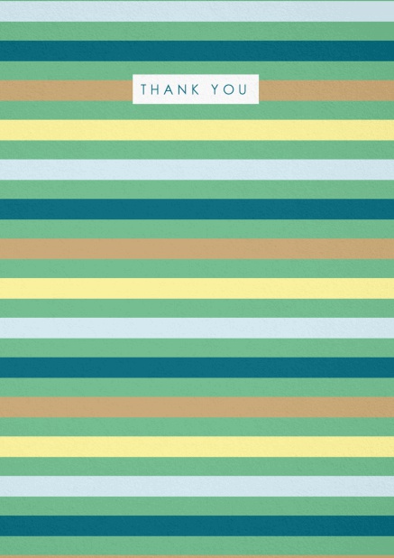 Green Thank you card with coloful stripes