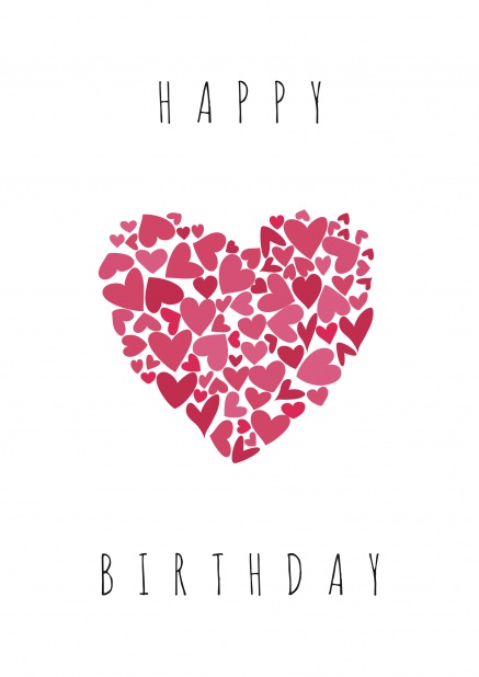 Online Birthday card with heart made of hearts