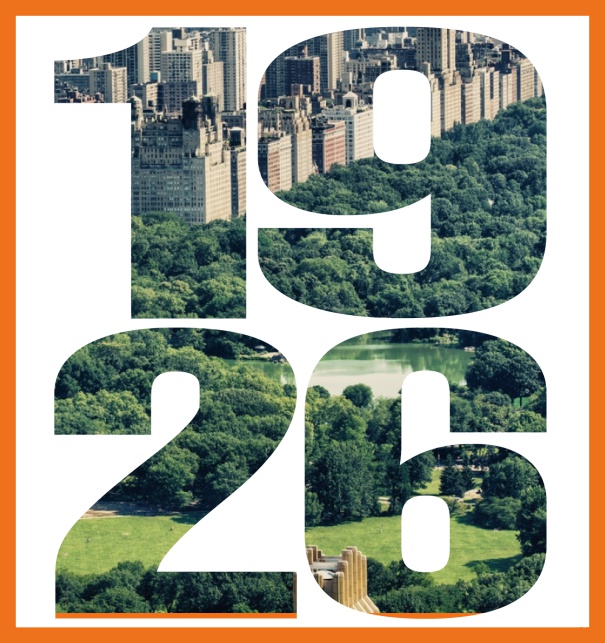 Online Einladungskarte mit ausgeschnittener 1926 für eigenes Foto Orange.