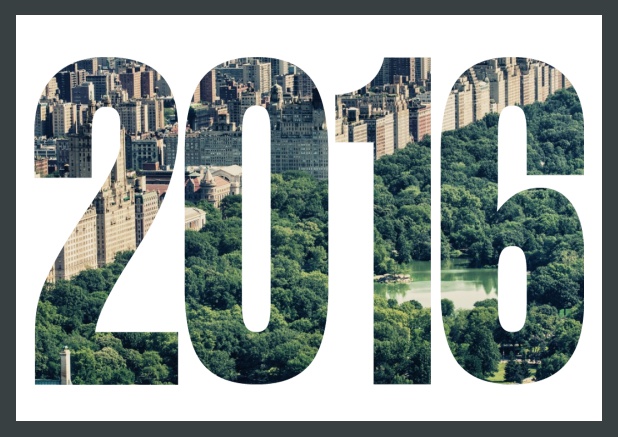 Online Invitation card in landscape with cut out 2016 for an own photo. White.