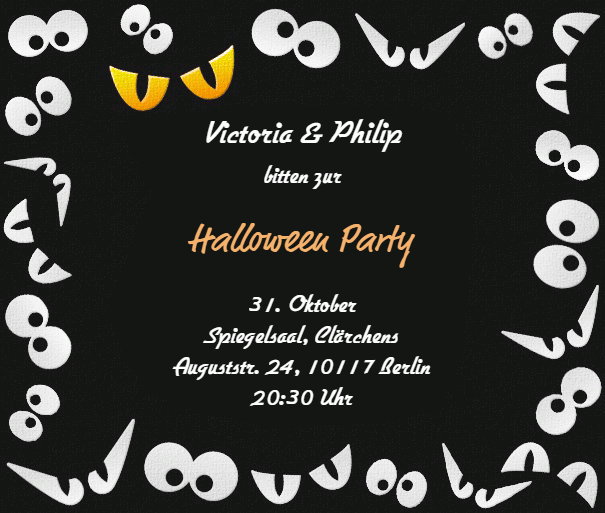 Online Halloween Online Einladungskarte mit animierten bösen Augen
