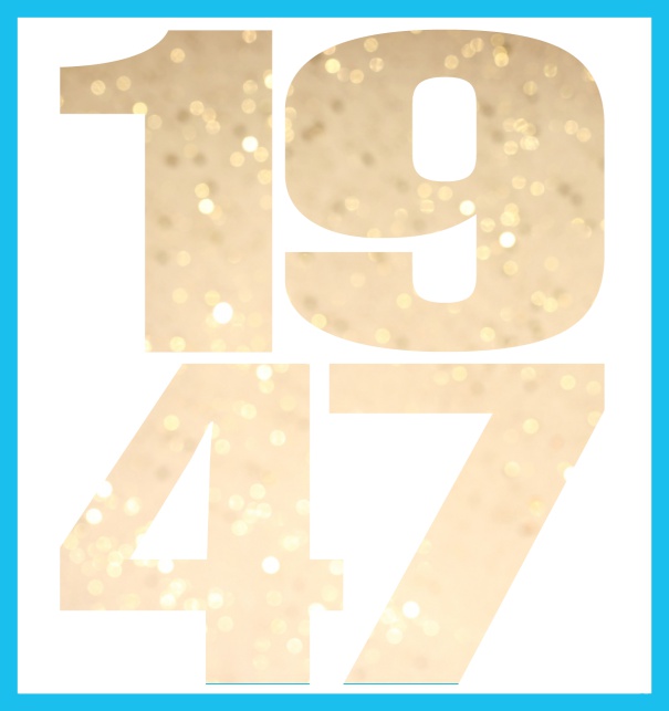 Large Online Invitation card with cut out 1947 Blue.