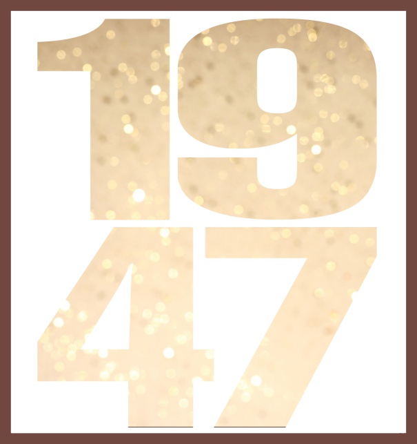 Large Online Invitation card with cut out 1947 Gold.
