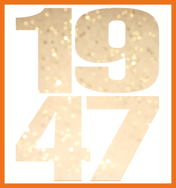 Large Online Invitation card with cut out 1947 Orange.