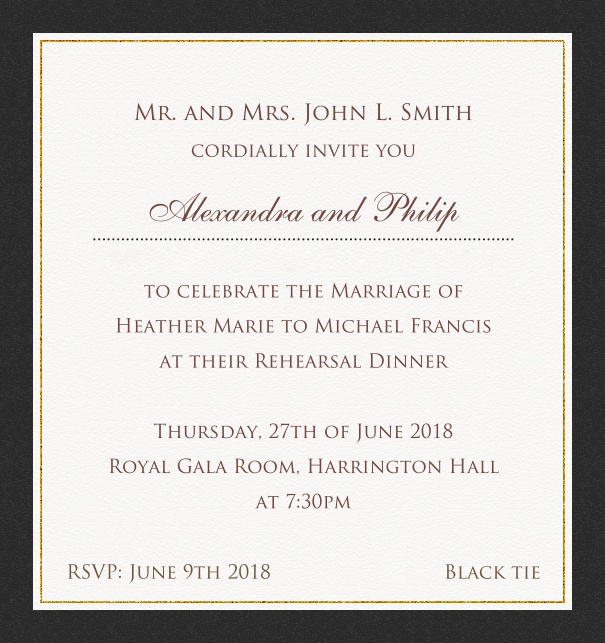 Beige, classic Party Invitation Template with red border. Black.