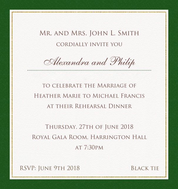 Beige, classic Party Invitation Template with red border. Green.