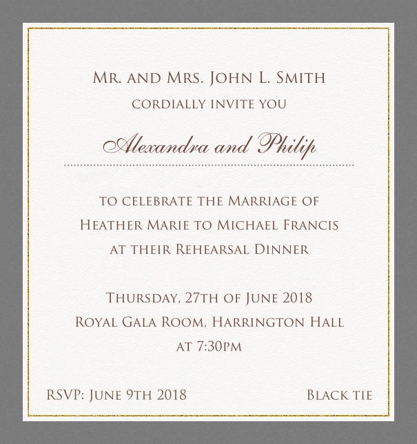 Beige, classic Party Invitation Template with red border. Grey.