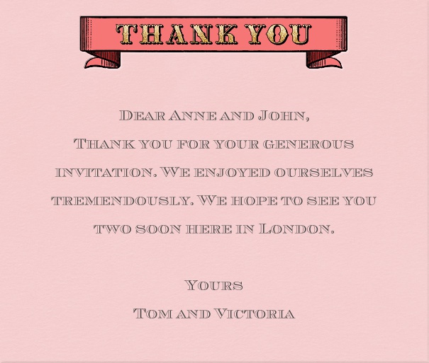 Pink Thank You Card with Header.