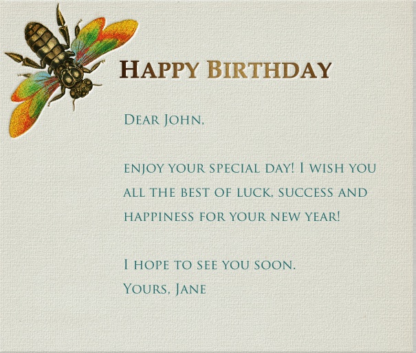 Grey Birthday Card with Dragonfly and Happy Birthday Header.