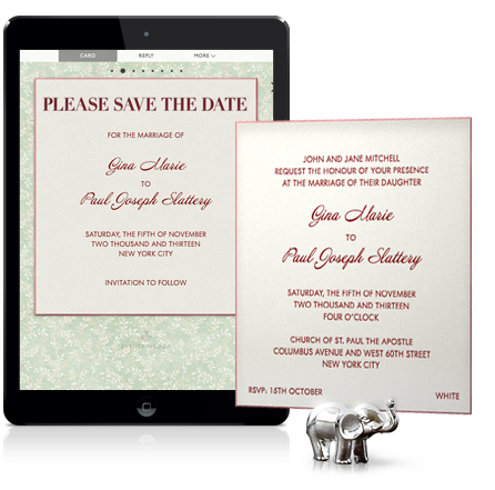 Online wedding save the date matching a planned paper invitation