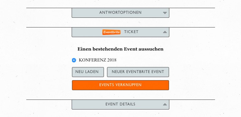 Eventbrite Event aussuchen und verknüpfen.