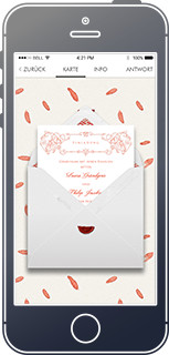 Online Hochzeitseinladung mit personalisiertem Briefumschlag und Hintergrund