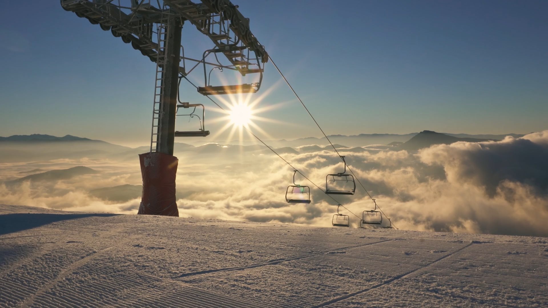 Video of chair lift over the clouds