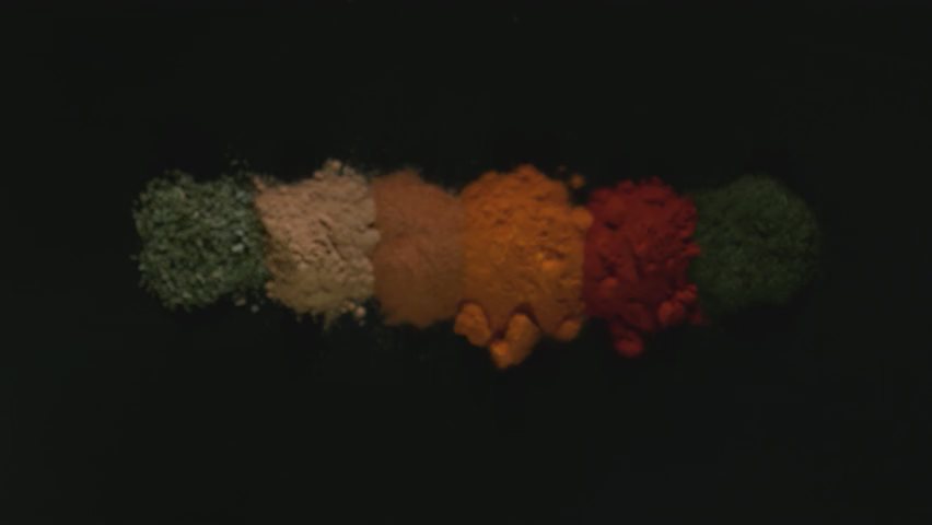 Video of colorful spices exploding