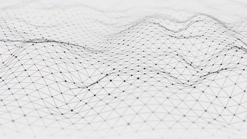 Video eines digitalen dynamischen Netzes von schwarzen Punkten, verbunden durch Linien.