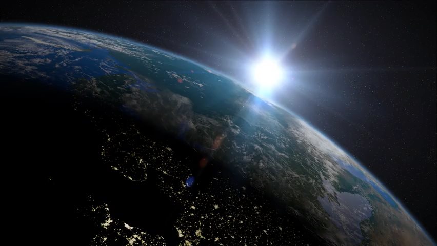 Video von der Erde wie sie sich von der Nacht in den Tag dreht