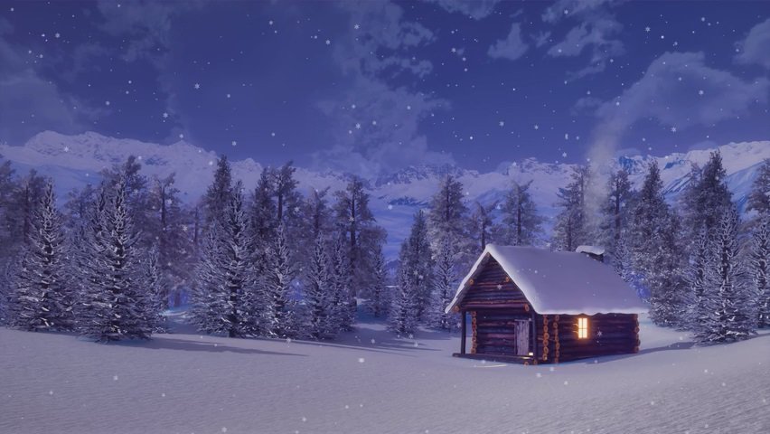Video einer gemütlichen kleinen Hütten im Schnee