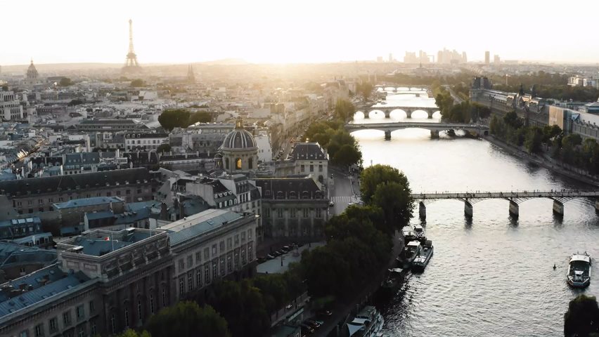Video of Paris river Seine and Eiffel Tower