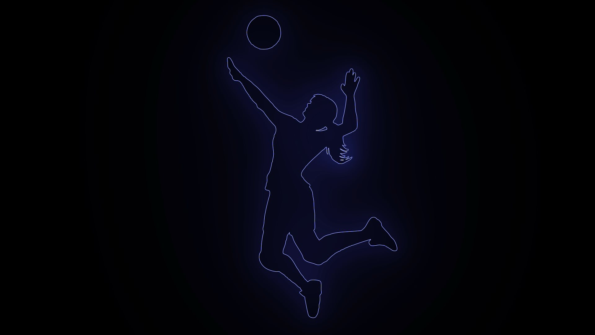 Video of digitally outlined female volleyball player