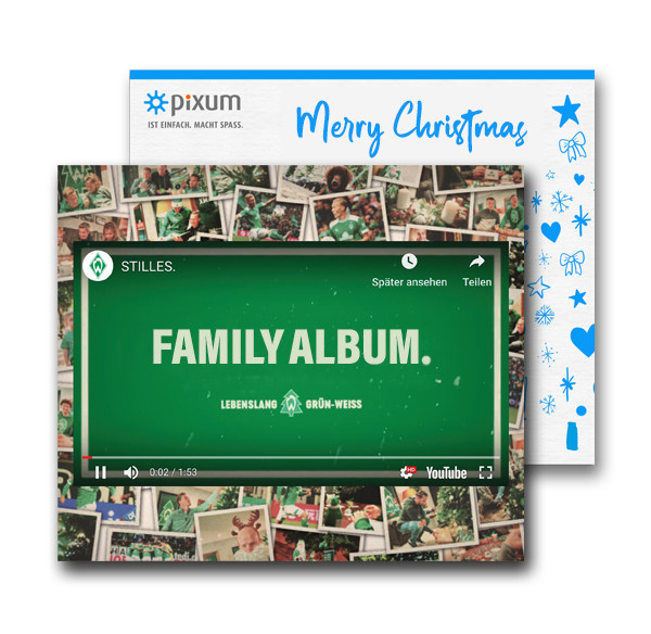 Examples of animated holiday cards by Werder Bremen and Pixum