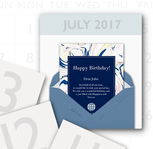 Birthday cards sent automatically on birthdays