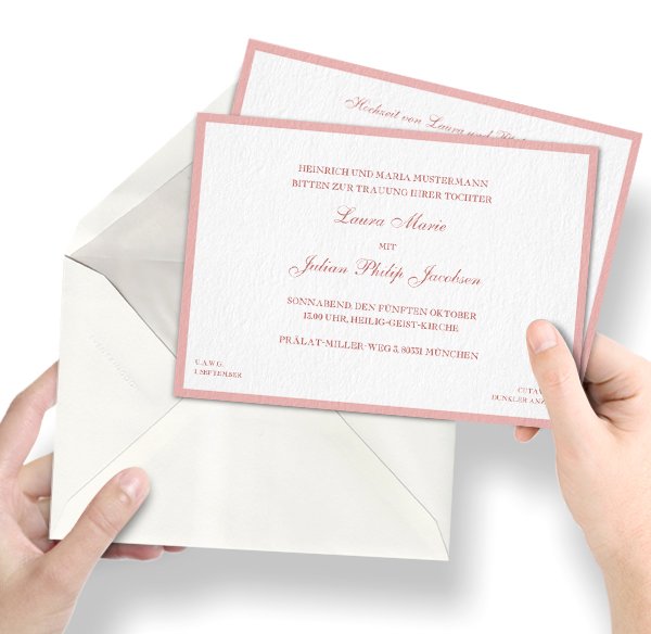Einladungen zur Hochzeit auf hochwertigem Papier mit hoher Druckqualität