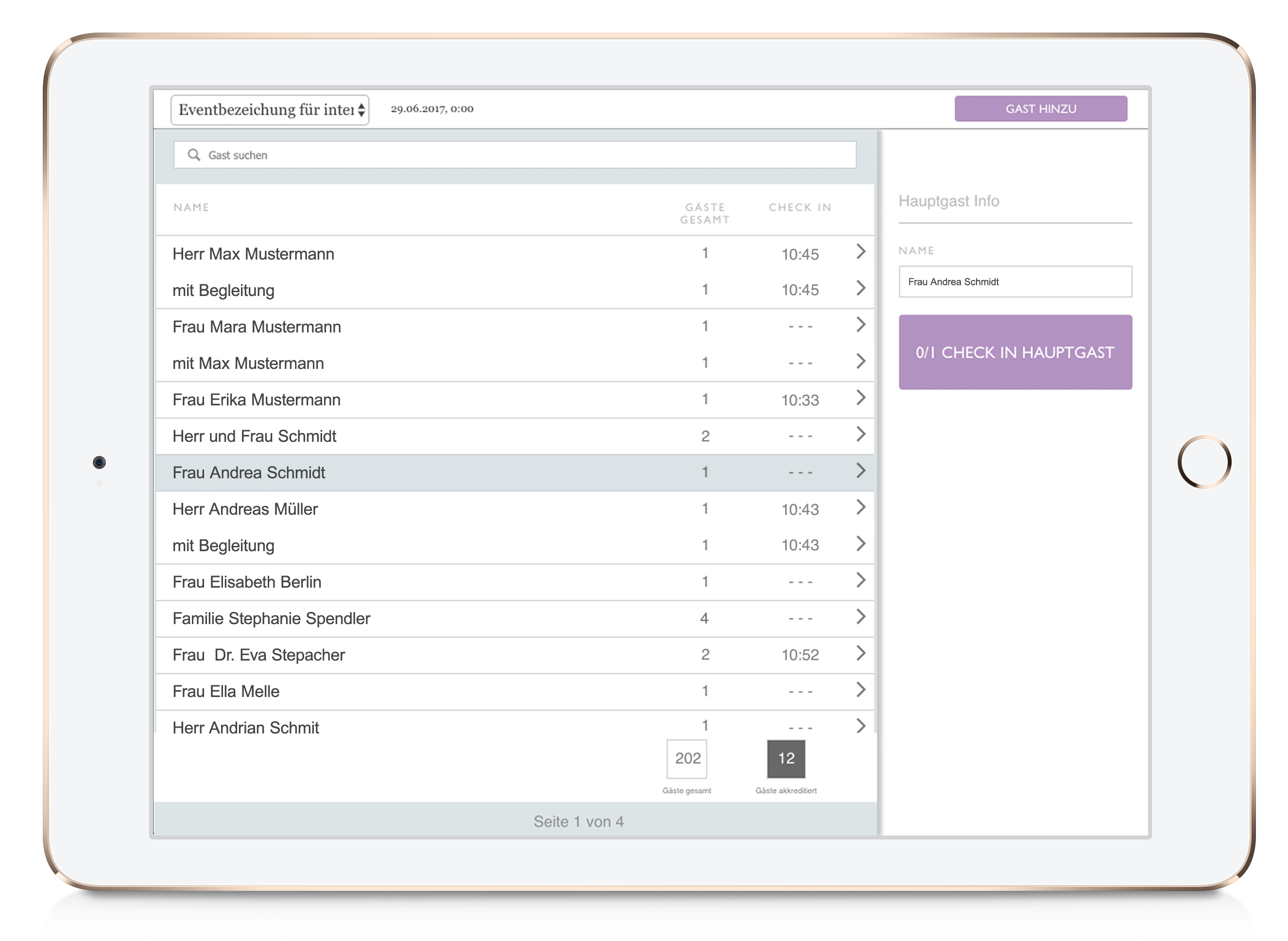 Beispielabbildung der Akkreditierungssoftware.