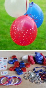 Decoration idea with blue, red, white balloon.