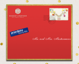 Red online envelope with golden frame