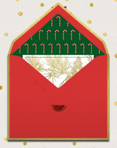 Animated red envelope with golden frame opening