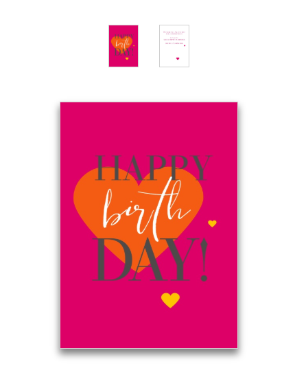 fun Happy Birthday card with hearts in your favorite color. Here in pink